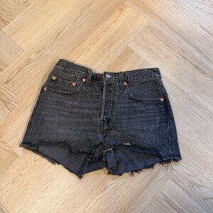 Levi's Black 501 Distressed Cutoff Denim Shorts